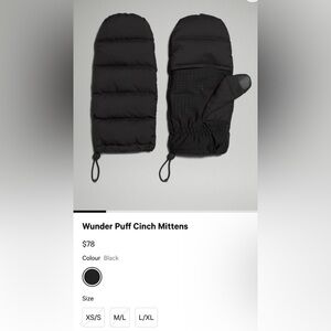 Lululemon Wunder Puff Cinch Mittens